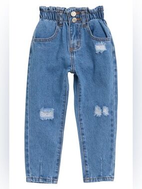 Gogo Star Kids' Paperbag Elastic Waist Distressed Jeans Size 4T LIKE NEW